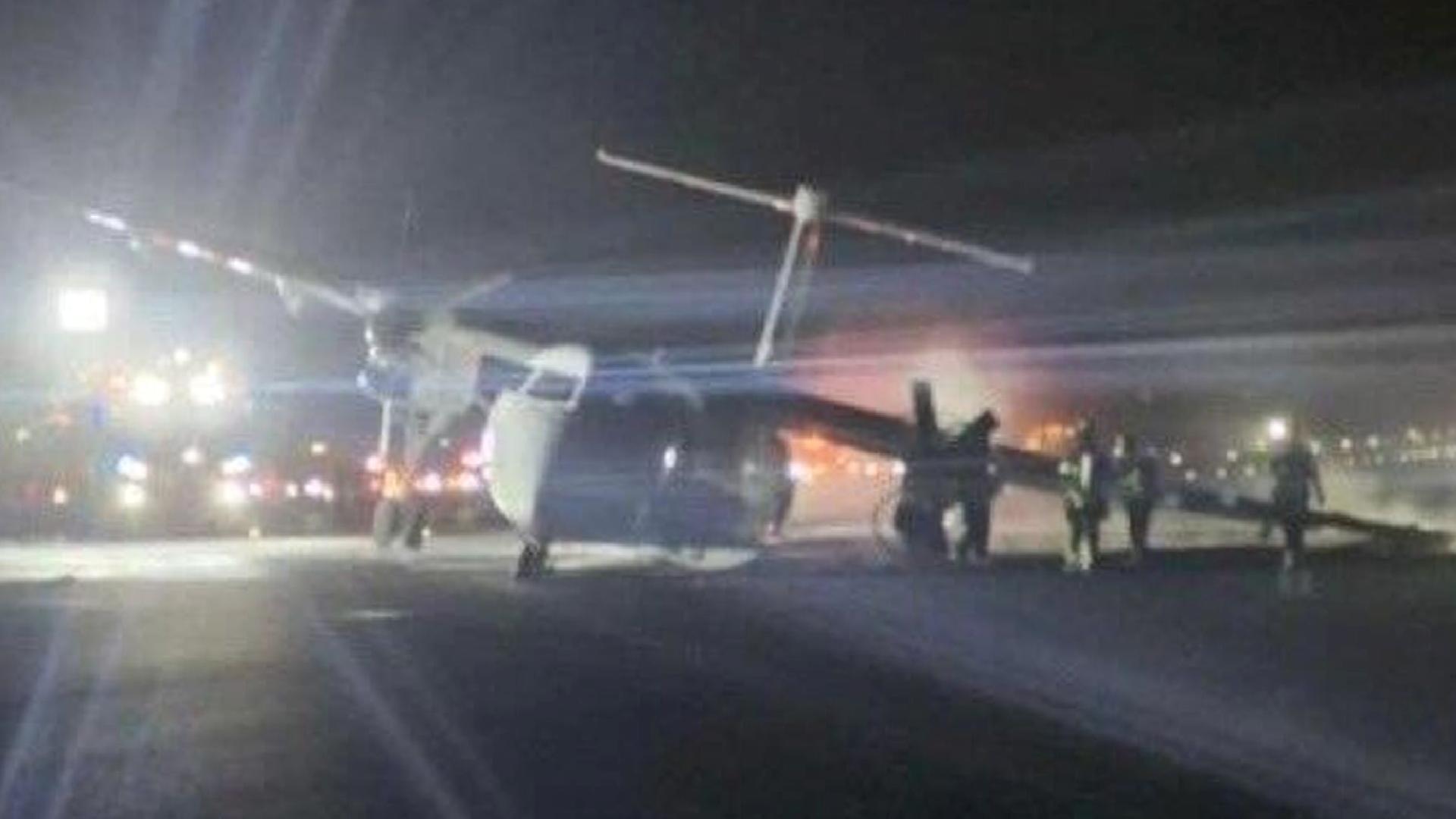 1 günde neredeyse ikinci uçak faciası yaşanıyordu: Kanada’da uçağın iniş takımları yarım açıldı, uçak yan yattı