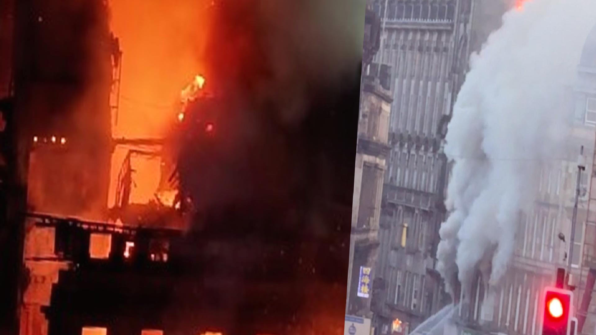 İskoçya’da tarihi binada büyük yangın: Bina kısmen çöktü, tren seferleri iptal edildi