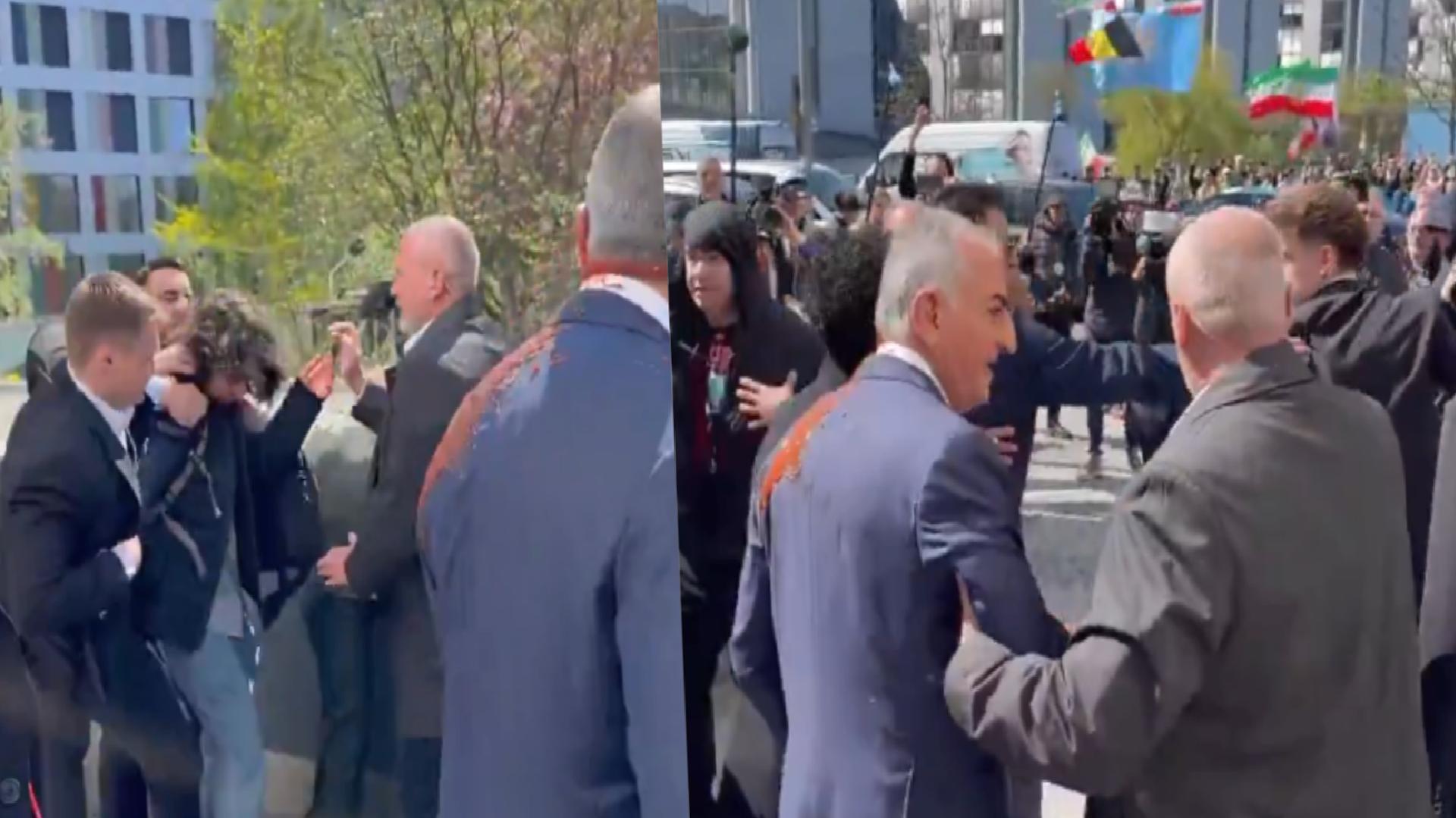 İran’ın devrik Şah’ının oğlu Pehlevi’ye Almanya’da kırmızı sıvı atıldı