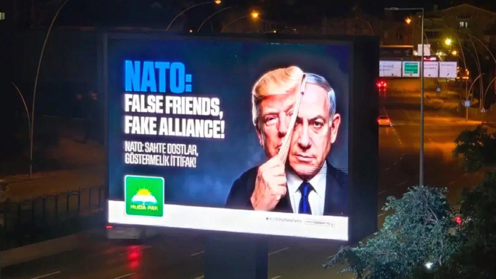 Partiye ait panoda Trump ve Netanyahu karşıtı görsel paylaşan HÜDA PAR Genel Merkezi’nin elektriği kesildi!